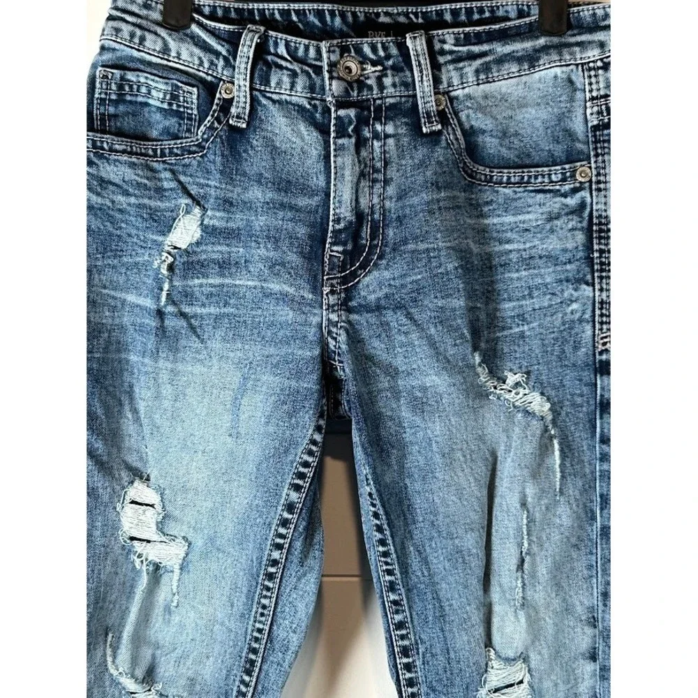 Buckle BKE Jake Straight Leg Acid Wash Distressed Blue‎ Denim Jeans 29x30 Mens